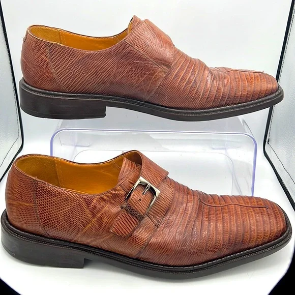 Paolo De Marco by Mezlan Genuine lizard men's shoes with monk strap 11M - Picture 12 of 15